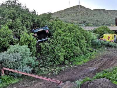 Car leaves road and turns over spectacularly in La Laguna!