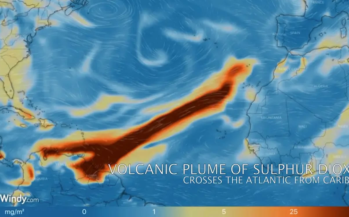 Sulphur dioxide cloud has reached the Canaries from volcanic eruption