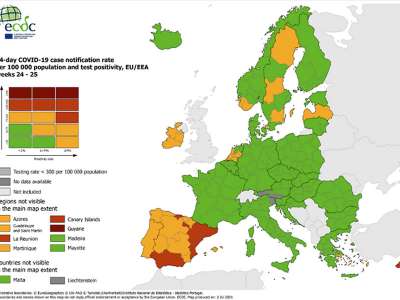The Canary Islands are now high risk (red) on the ECDC Covid map