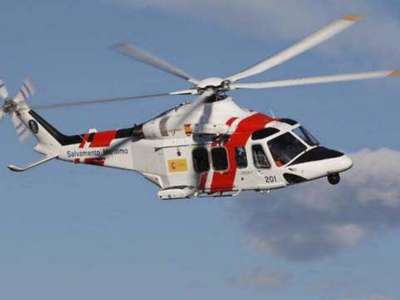 Emergency rescue in progress of three bathers by Costa Del Silencio