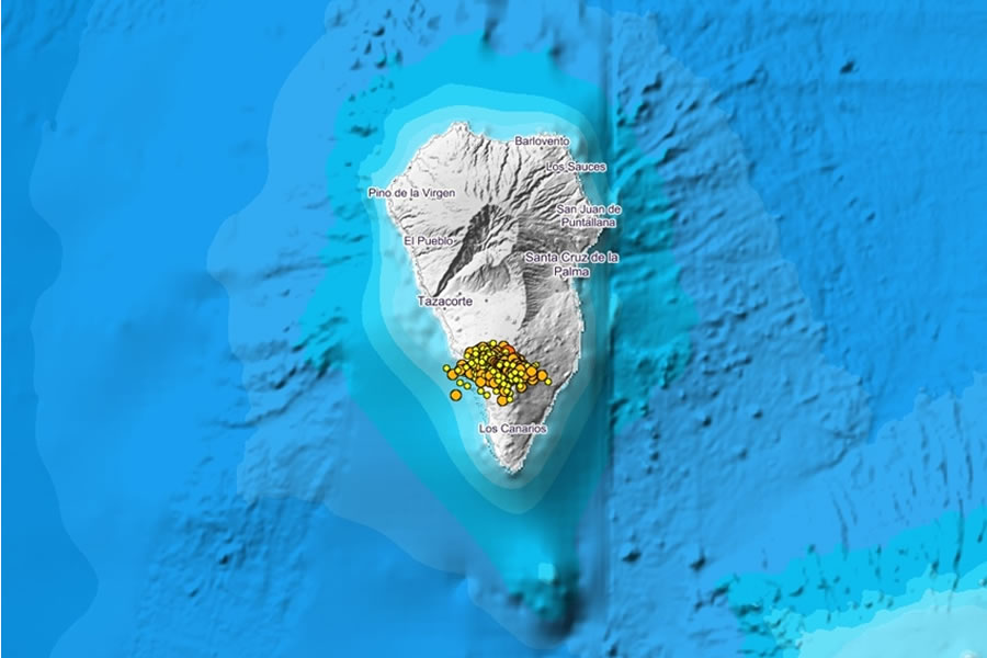 Seismic activity and rise of magma has mis-shaped the surface of La Palma 