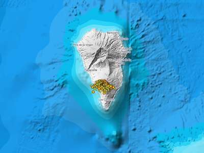 Seismic activity and rise of magma has mis-shaped the surface of La Palma 