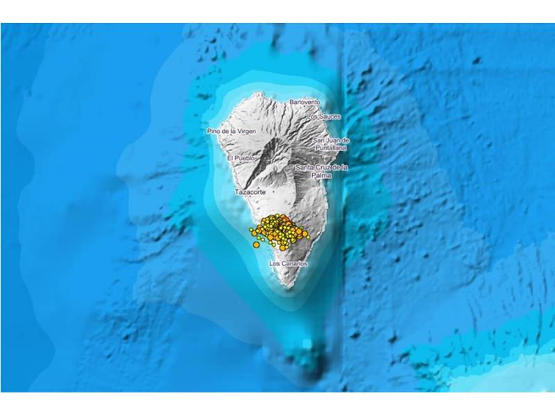 Seismic activity and rise of magma has mis-shaped the surface of La Palma 