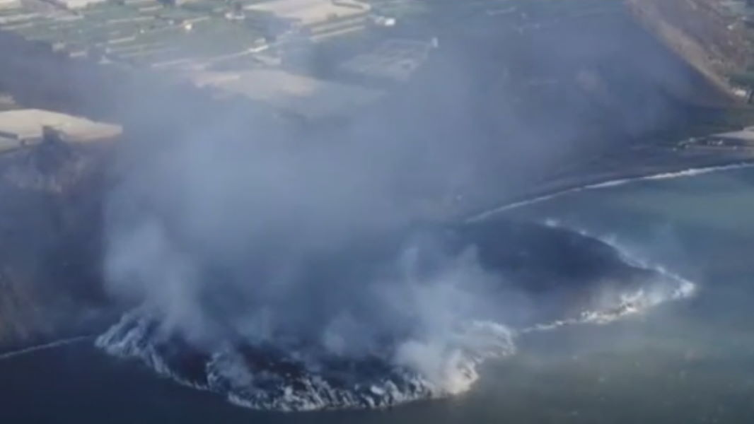 The ‘new land’ created by the lava from the volcano now measures 27.7 hectares
