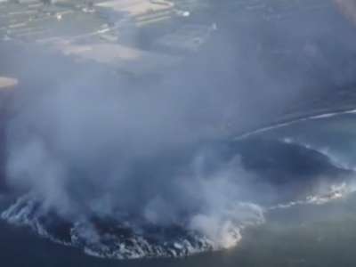 The ‘new land’ created by the lava from the volcano now measures 27.7 hectares