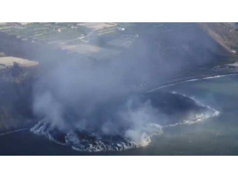 The ‘new land’ created by the lava from the volcano now measures 27.7 hectares