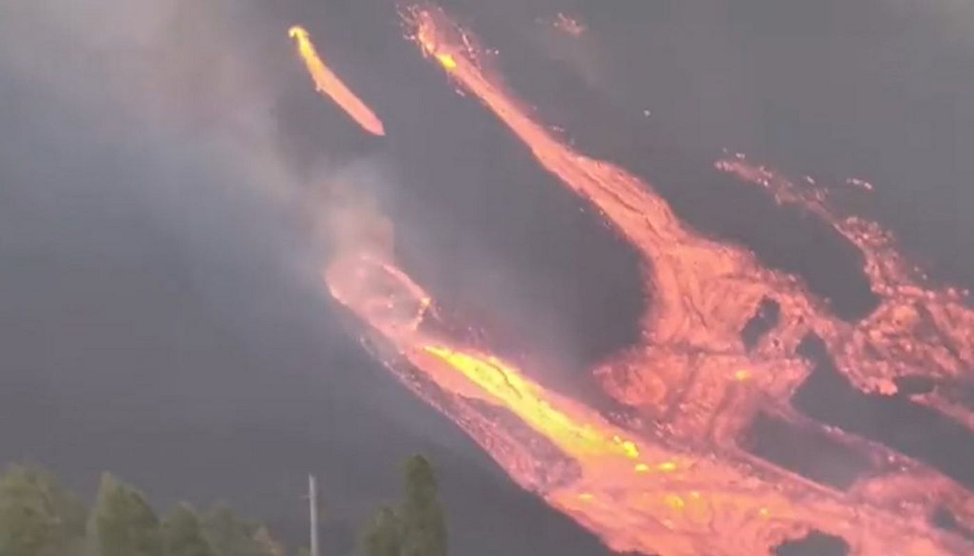 New lava flow formed as part of cone collapses in La Palma volcano
