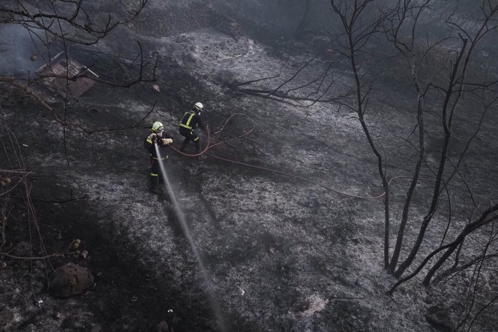Forest fire in Adeje started by a high voltage cable is finally extinguished