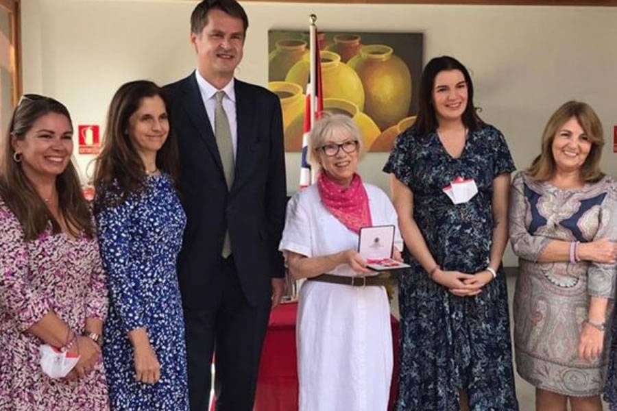 CONGRATULATIONS: Dr Janet Anscombe finally receives her MBE here in Tenerife