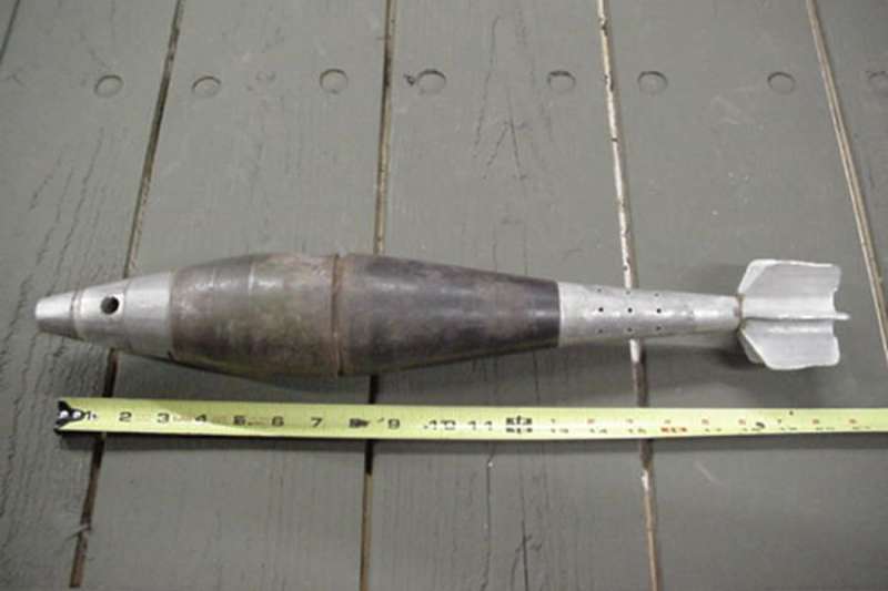 A live mortar grenade is found in a workshop being used as an ornament 