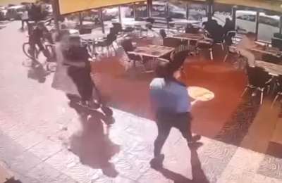 VIDEO: A waitress is run over and injured by an electric scooter 