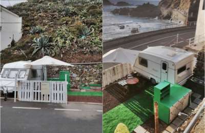 Studio offered for rent at 400 euros per month is a caravan by the side of the road