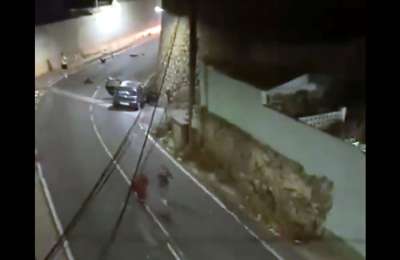 VIDEO: Couple are caught on camera running from the scene of a car accident 