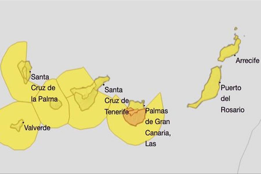 All the Canary Islands start the week with active weather warnings 
