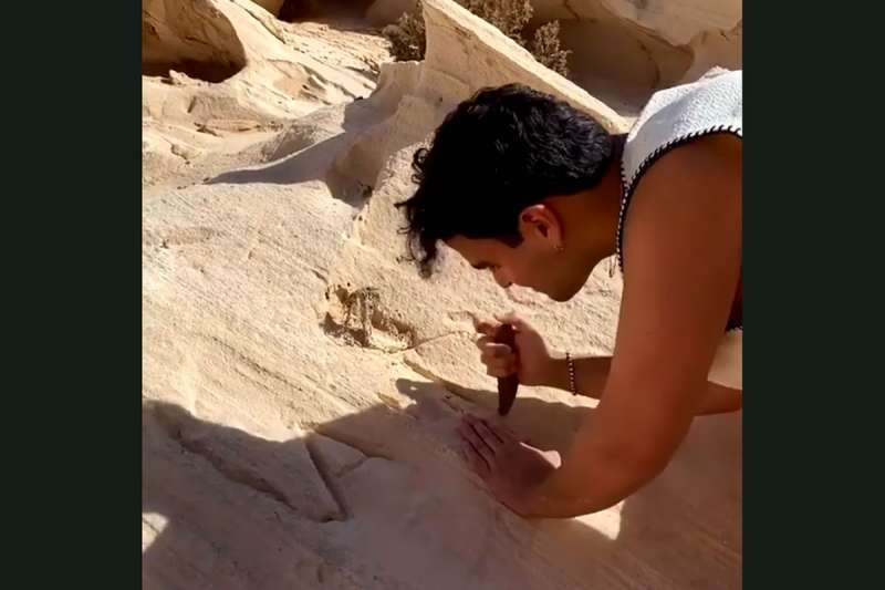 Fury as ‘influencer’ records himself carving name in protected rocks