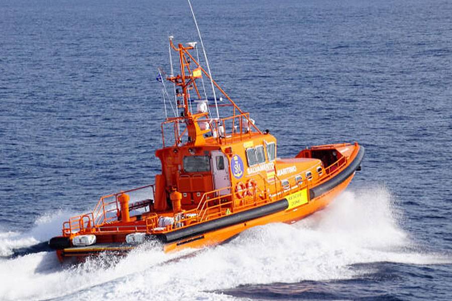 A castaway is rescued clinging to an oil drum on the high seas near the Canary Islands