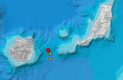 Three tremors detected between Gran Canaria and Fuerteventura in an hour