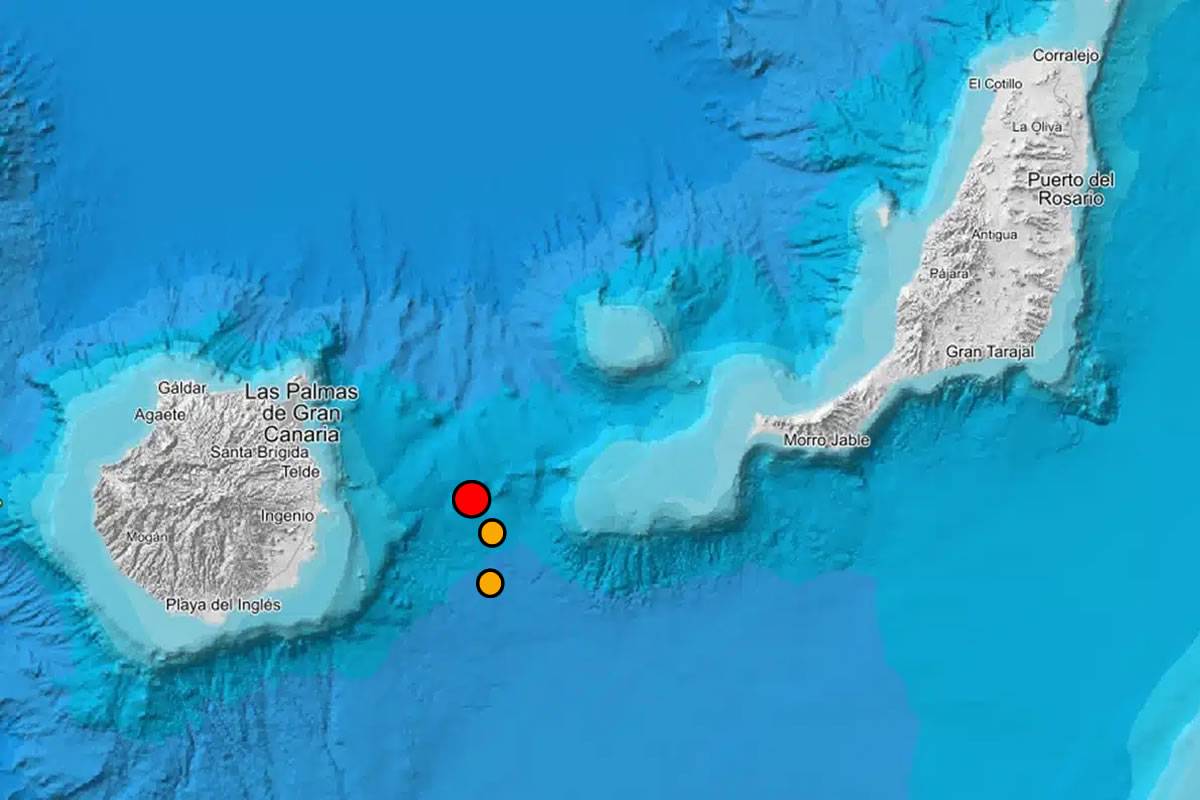Three tremors detected between Gran Canaria and Fuerteventura in an hour