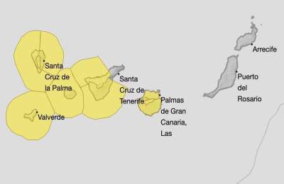 Five islands have weather warnings and Tenerife is forecast frost and ice