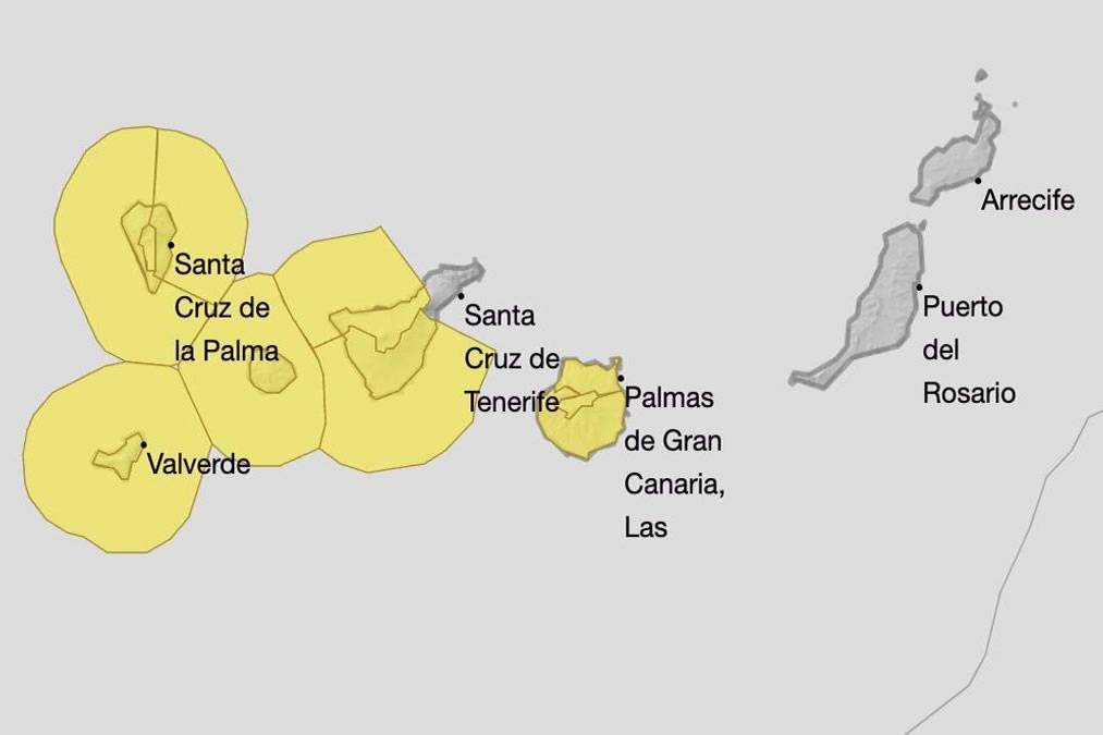 Five islands have weather warnings and Tenerife is forecast frost and ice