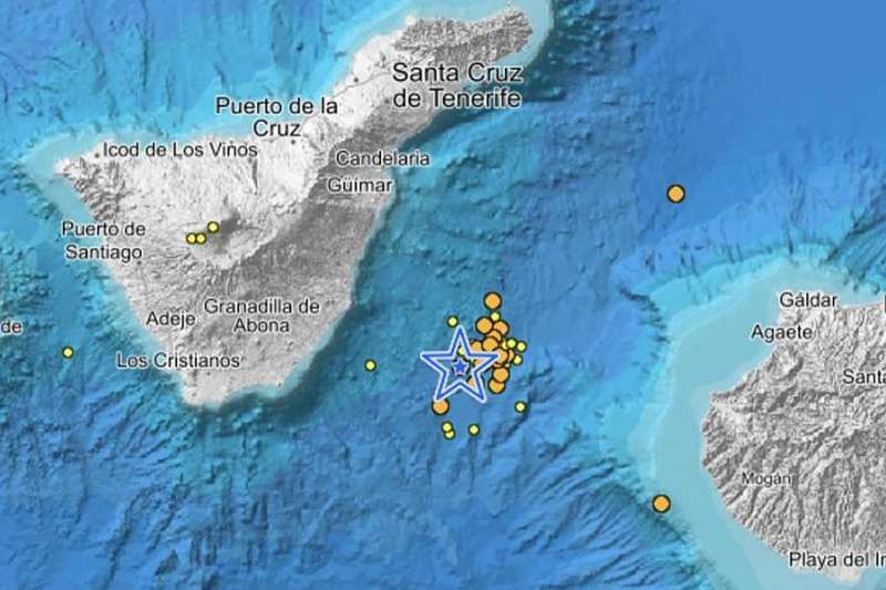 Seismic swarm reported between Tenerife and Gran Canaria with more than 30 earthquakes