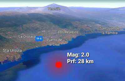 Another earthquake is detected just off the coast of Tenerife 
