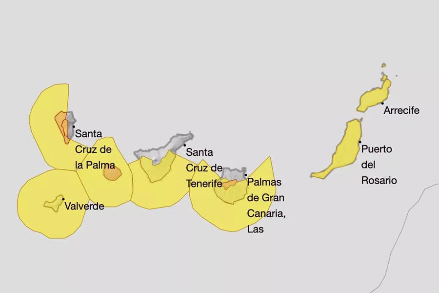 AEMET extend weather warnings until Tuesday that now include all islands
