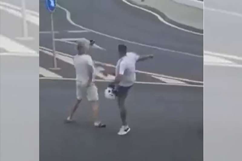 VIDEO: Motorcyclist attacks elderly driver after incident at a roundabout