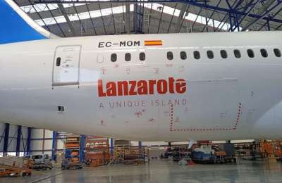 Lanzarote appears on the side of a Boeing 787 Dreamliner