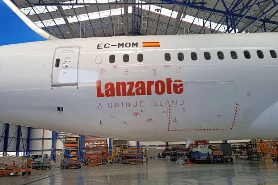 Lanzarote appears on the side of a Boeing 787 Dreamliner