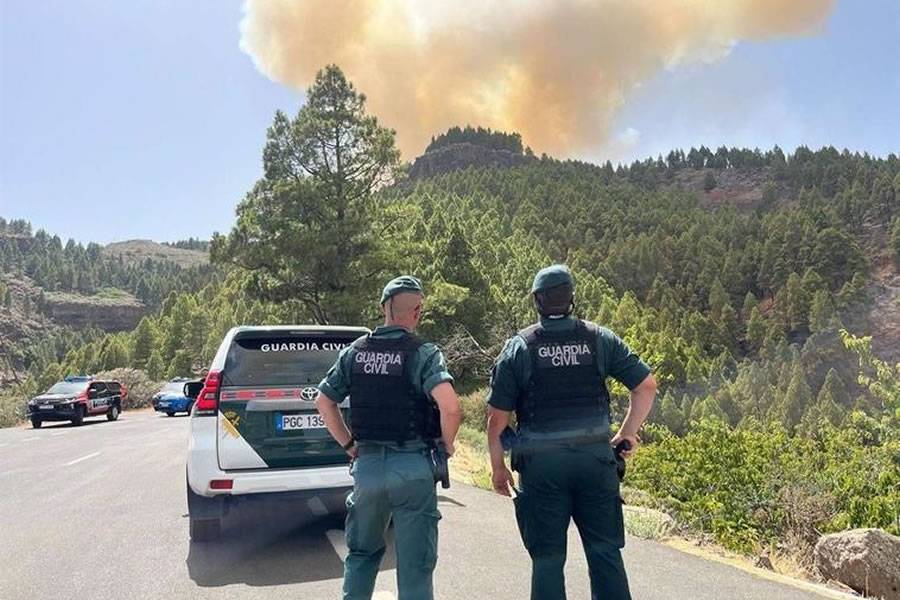 The police evict four tourists hiking through the forest in Gran Canaria