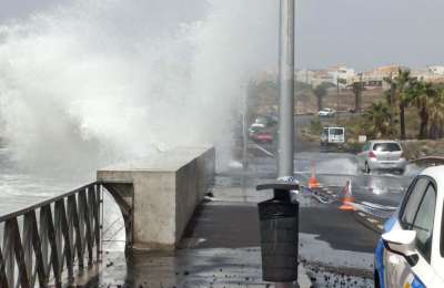 Adverse sea conditions have forced closure of beaches and some roads in Arona
