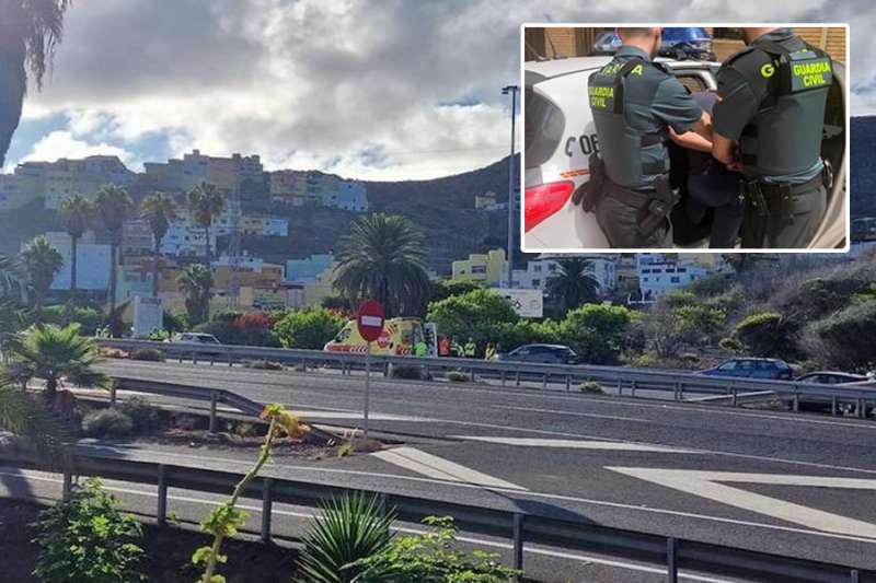 Tourist armed with a knife throws rocks at passing cars in Costa Ayala