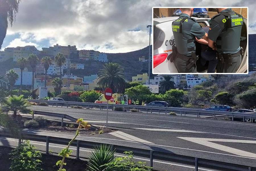 Tourist armed with a knife throws rocks at passing cars in Costa Ayala