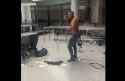 VIDEO: Violent drunk passenger causes havoc after being refused to board a plane