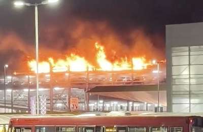 VIDEO: Luton airport plunged into chaos as massive fire suspends all flights