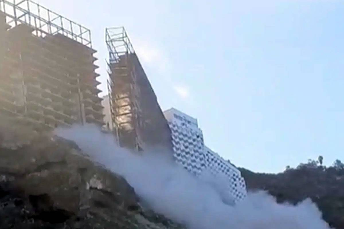 Fright in Tenerife as abandoned hotel partially collapses