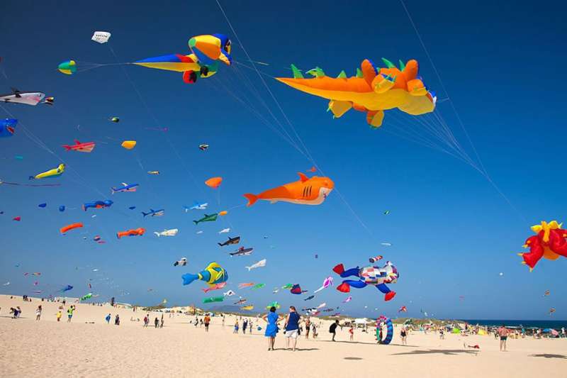 Colourful kites fill the skies of Corralejo