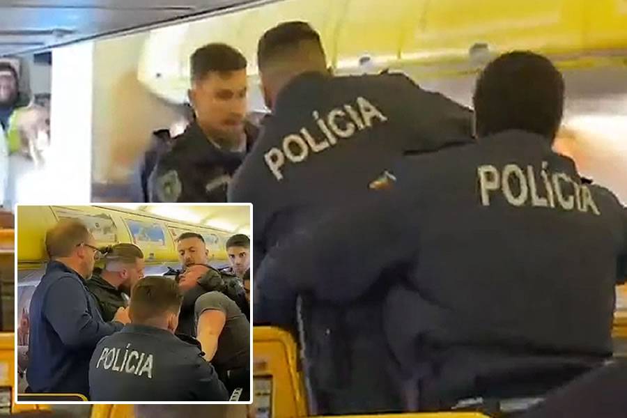 VIDEO: Disruptive passenger removed by police as Ryanair flight diverted to Portugal