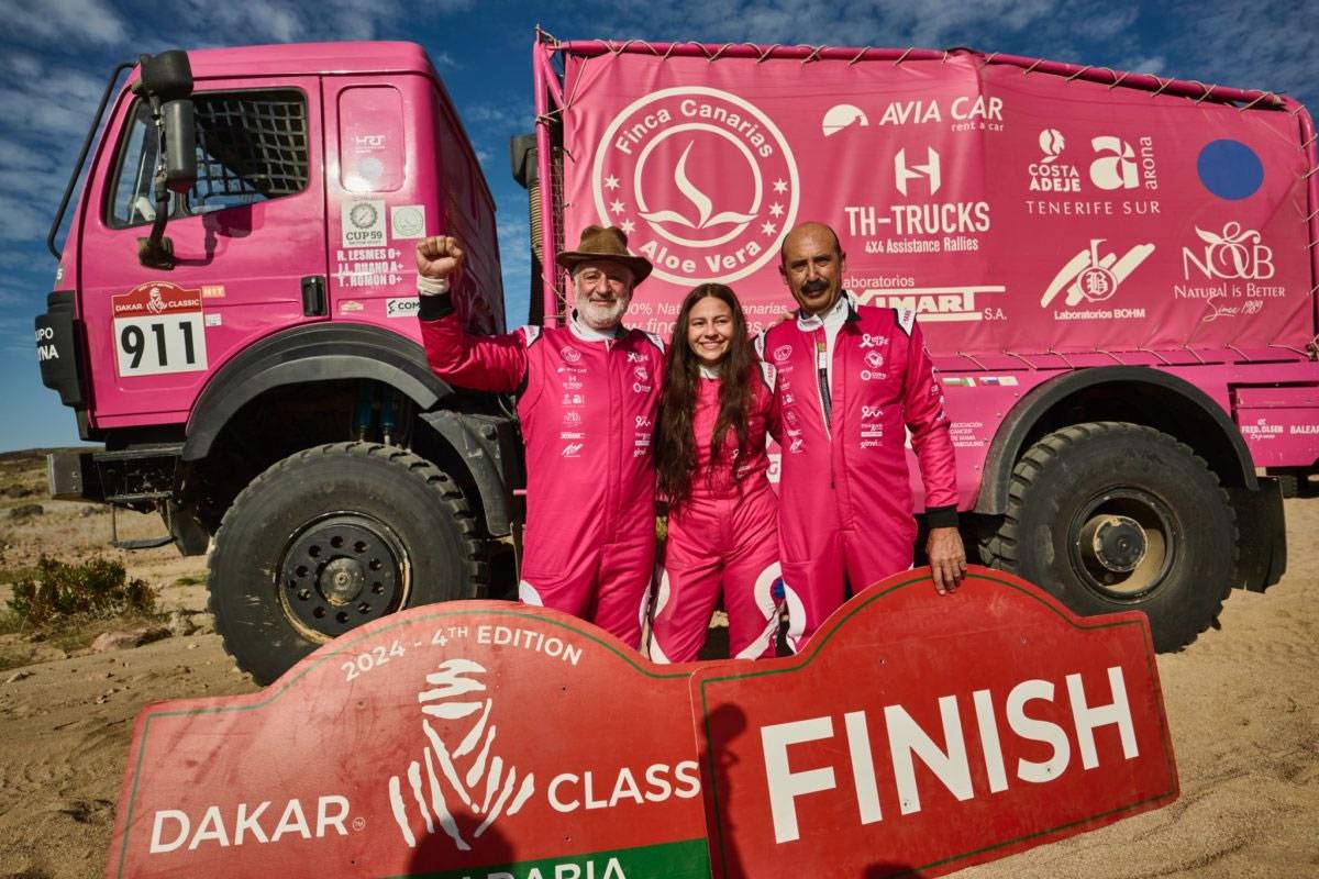 The Walk For Life pink truck triumphs in its category at the Dakar Classic Rally