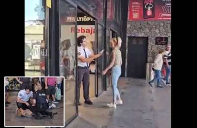 VIDEO: Shopper attacks security guard in the south of Tenerife before being restrained by police