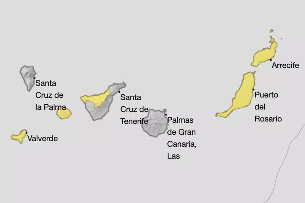 AEMET extends weather warnings to five of the Canary Islands