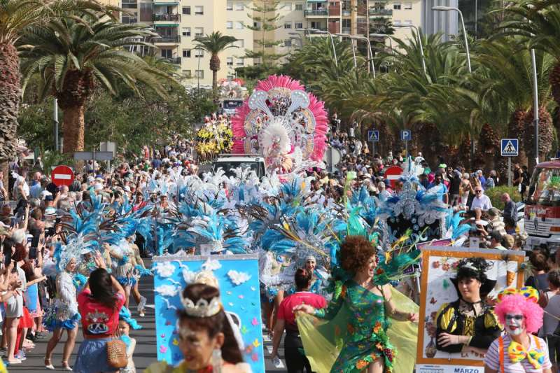 The Carnival parade fills the streets of Los Cristianos with colour and music
