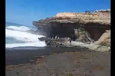 Tourists ignore alerts and warnings to enter closed off Ajuy Caves in Fuerteventura
