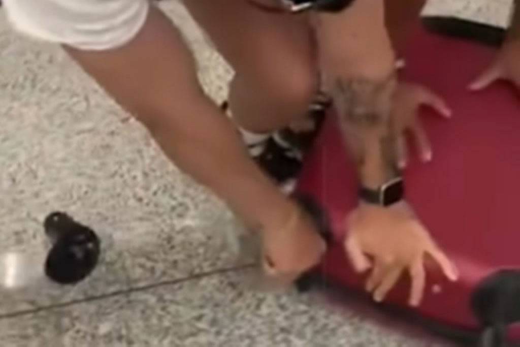 VIDEO: Passenger rips wheels off suitcase to avoid €70 Ryanair baggage charge