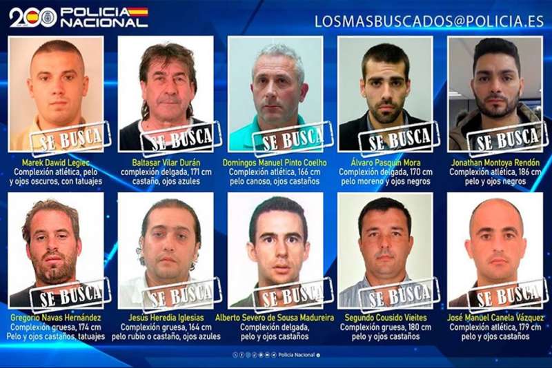 National Police ask the public to help locate 10 fugitives potentially in the Canary Islands