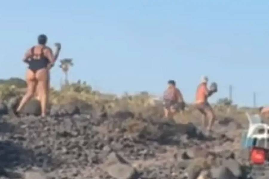 VIDEO: Violent fight at popular beach in the south of Tenerife with knives and rocks