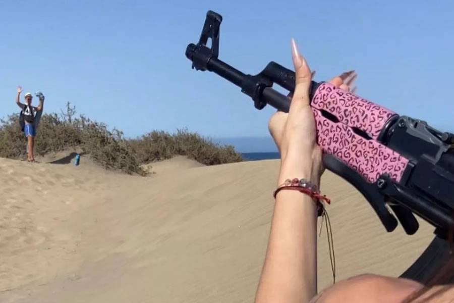 Woman uses replica AK-47 to scare off man masturbating on Canary Islands beach