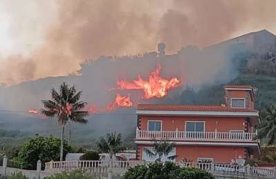 BREAKING: Firefighters are battling a blaze at the forests edge in Tenerife