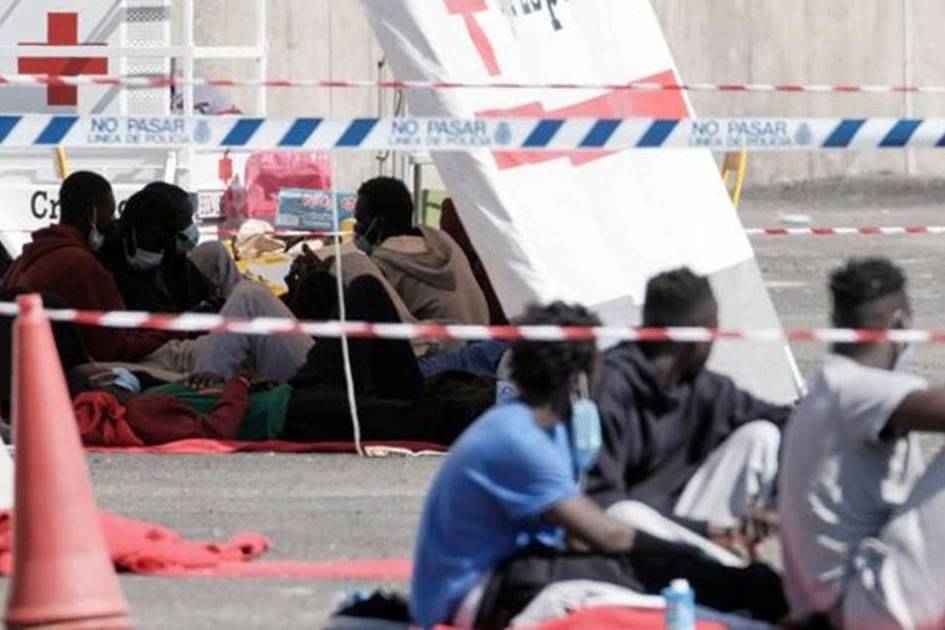 Tents are being installed at ports in the Canary Islands to accommodate migrant minors